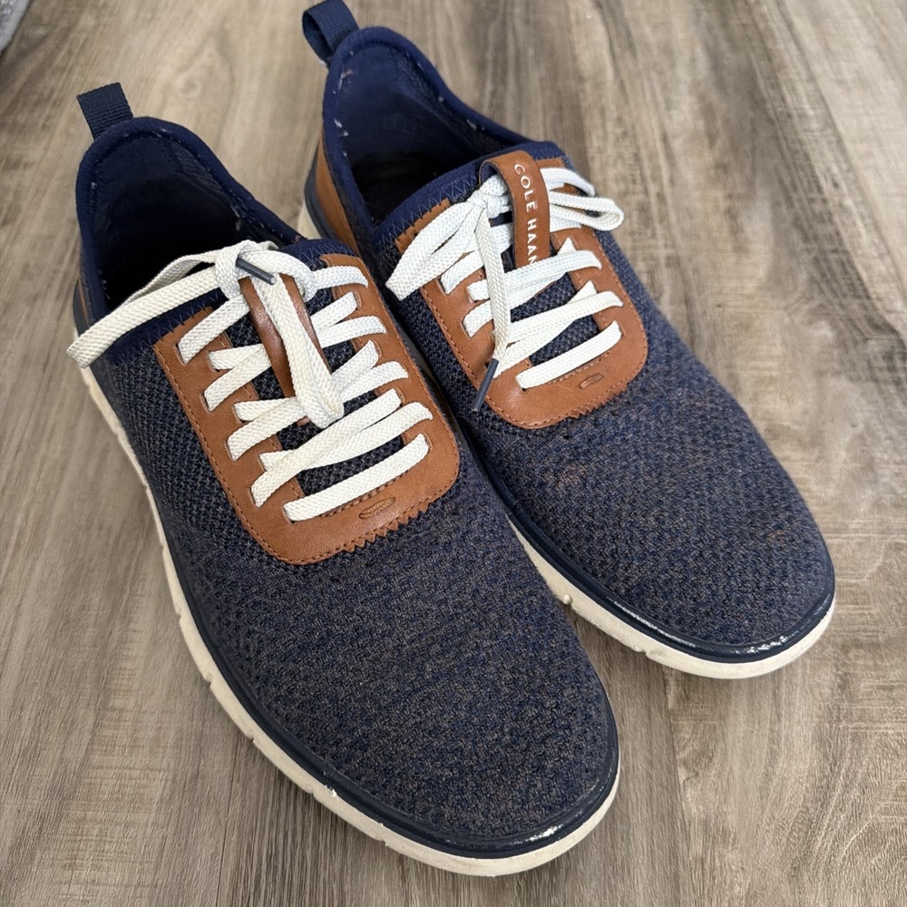 Cole Haan Men Sneakers Zerogrand All Day Trainer Blue/Brown Men's Size 9 Knit